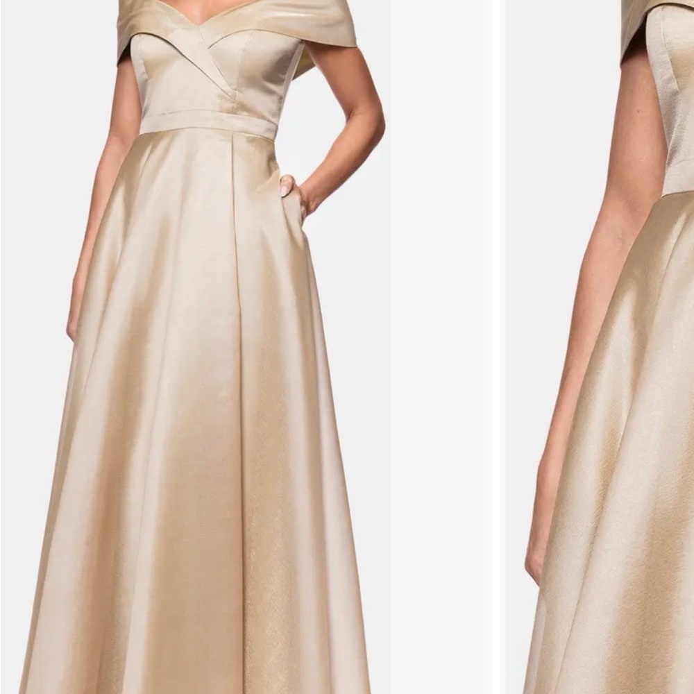 Elegant Off-Shoulder Rose Champagne Evening Gown size 8 prom dress formal dress